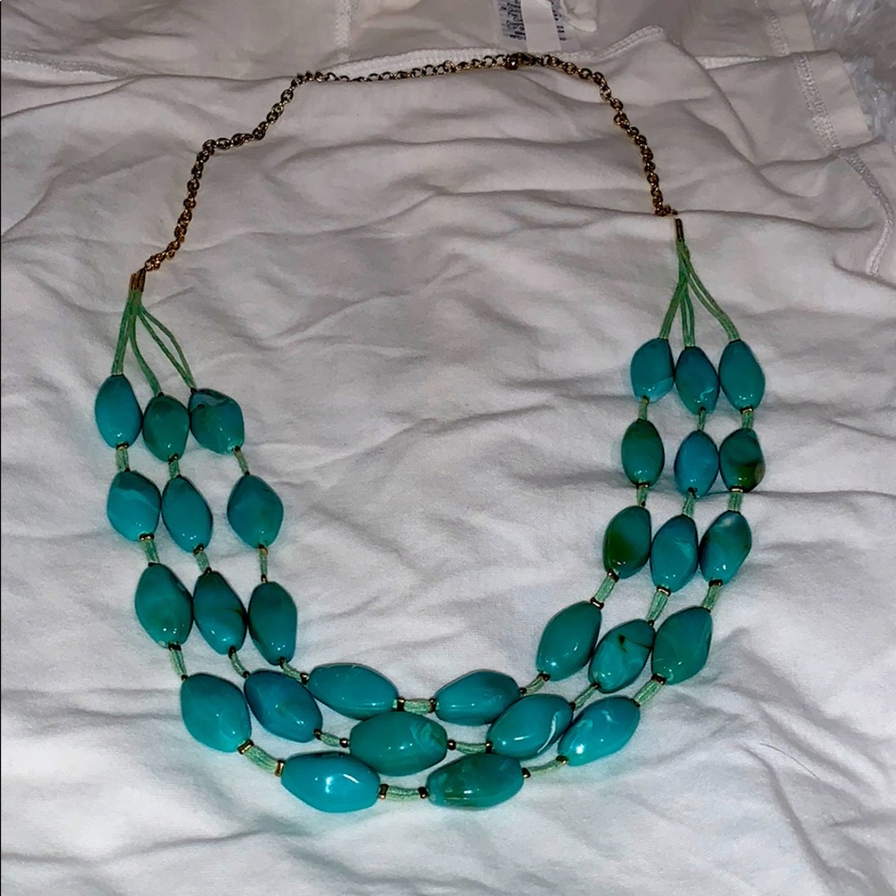 Teal Beaded Long Necklace